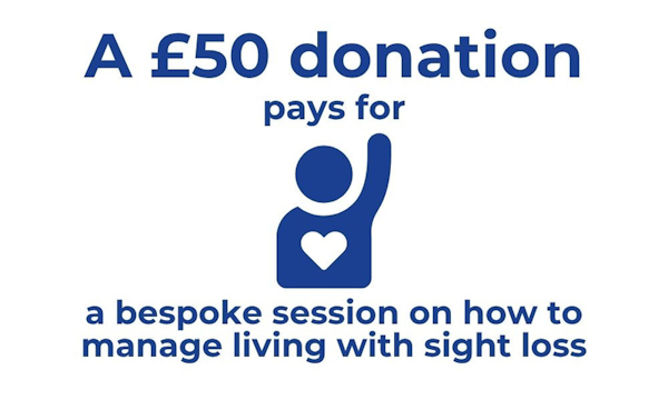 A £50 donation pays for a bespoke session on how to manage living with sight loss logo.